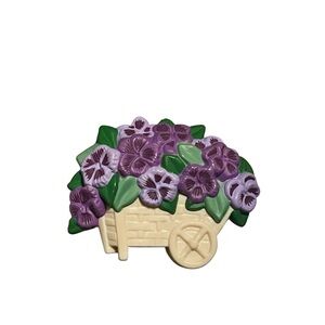 Vintage Hallmark Purple Pansy Flower Cart Brooch – 1980s HMK CDS